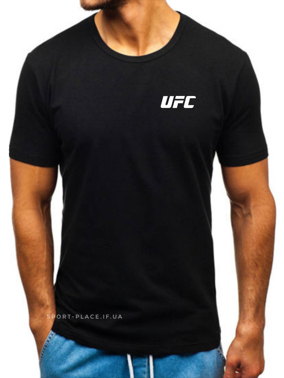

Мужская футболка UFC (Юфс) черная (маленькая эмблема) хлопок