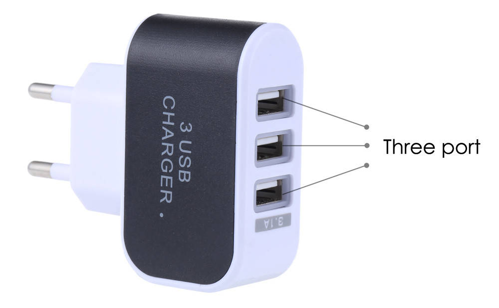 

Универсальное зарядное устройство от сети для USB-устройств на 3 порта (ток 1A)
