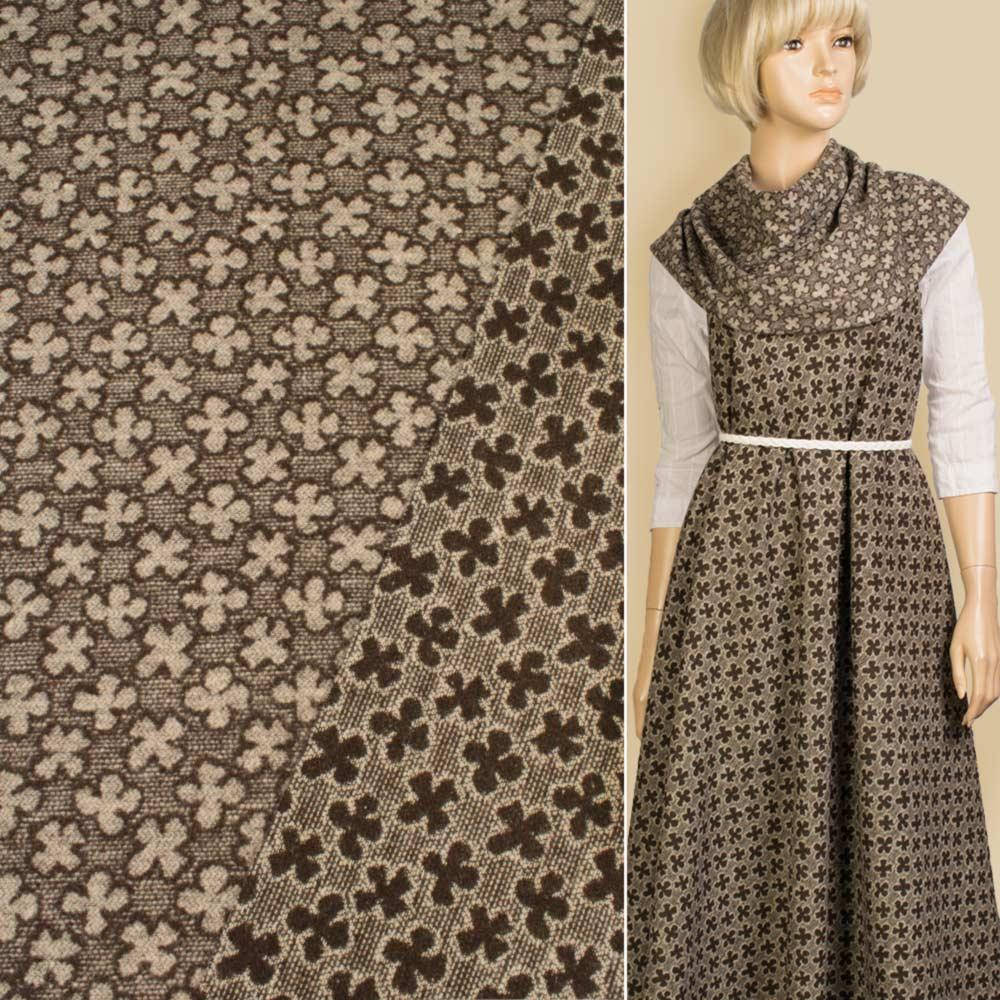 

Жаккард двухсторонний коричневый в бежевые цветы, ш.155 (11632.002)