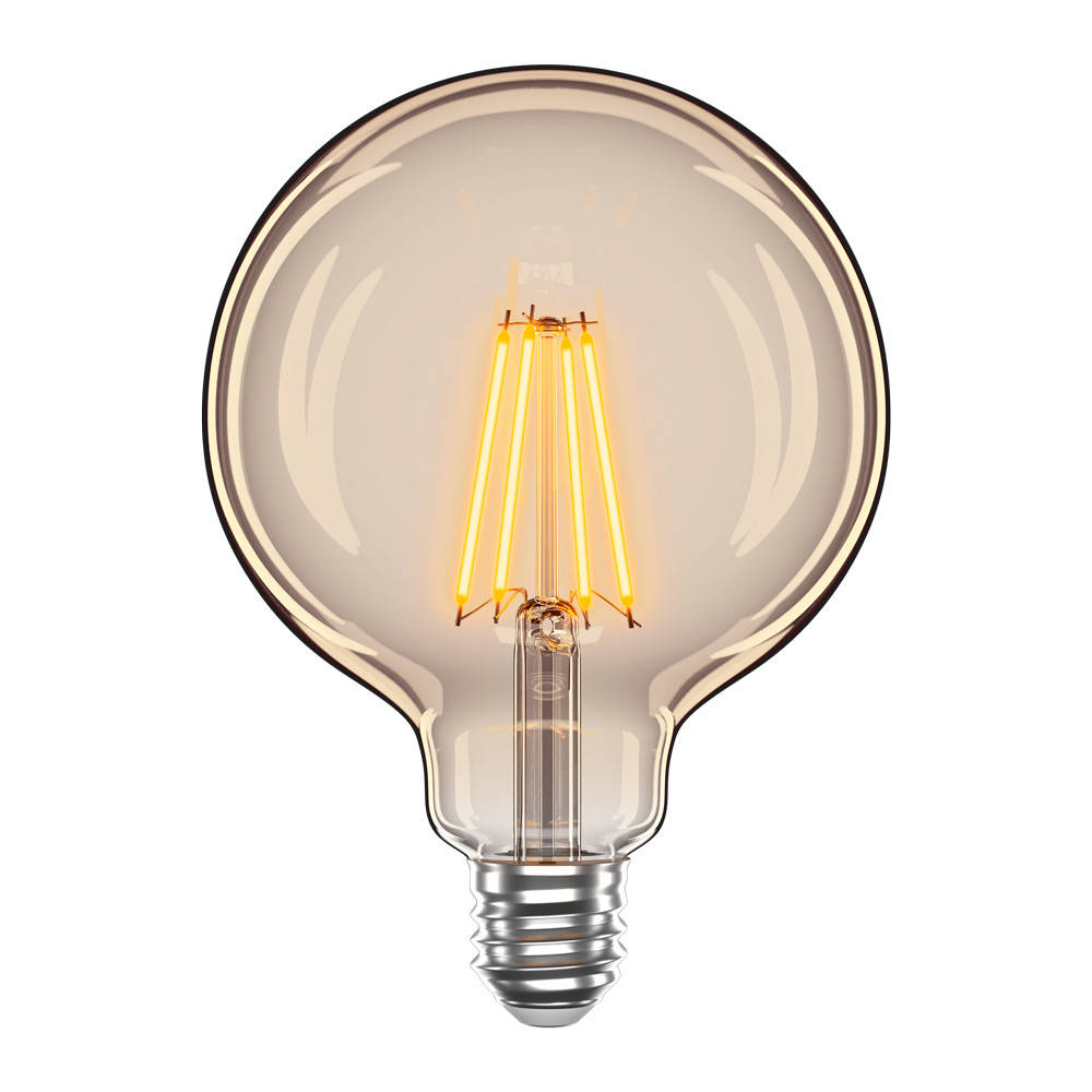 

LED лампа филаментная VELMAX V-Filament-Amber-G125, 4W, E27, 2200K, 400Lm