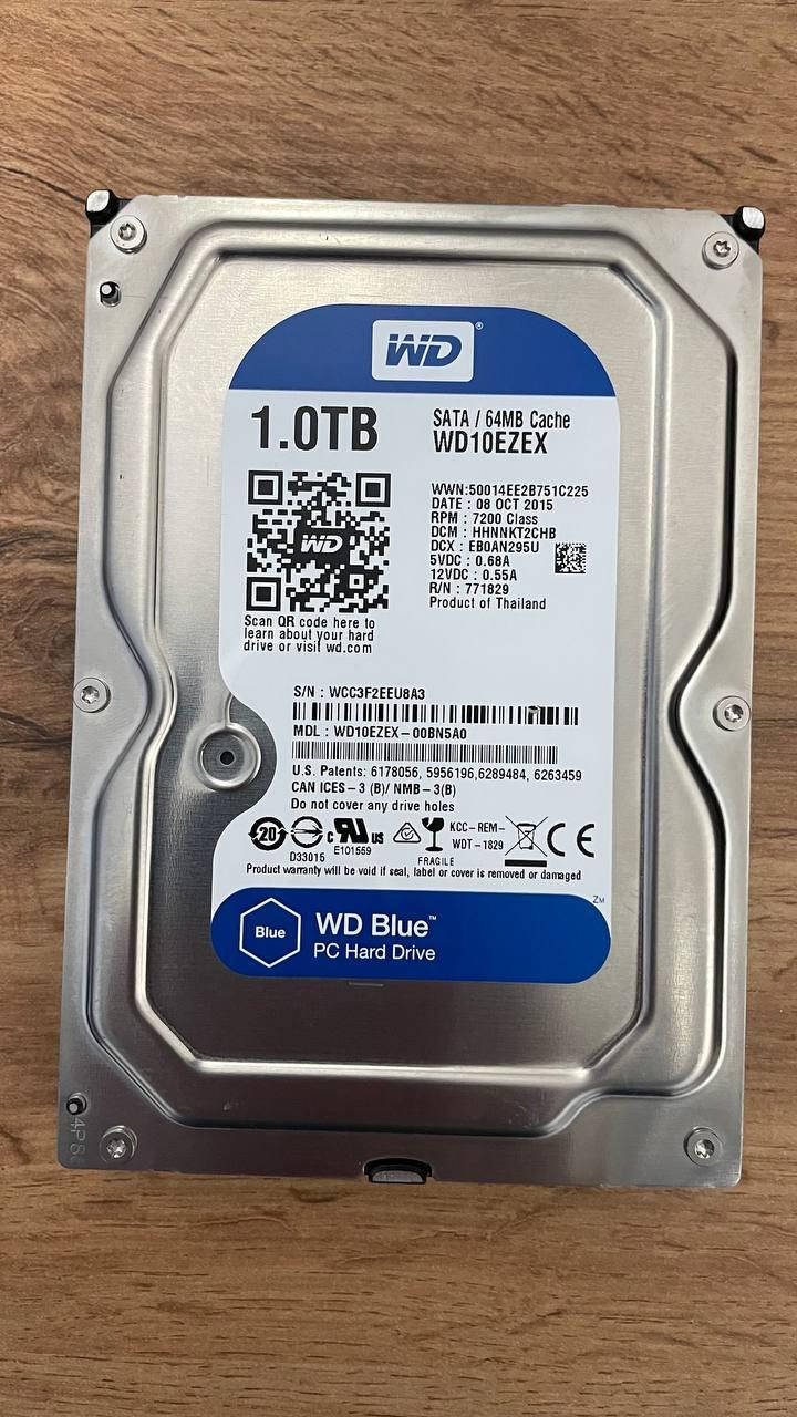 

HDD 3,5 1Tb Western Digital Blue WD10EZEX-00BN5A0 7200rpm 64MB (SATA III) (Б/У)