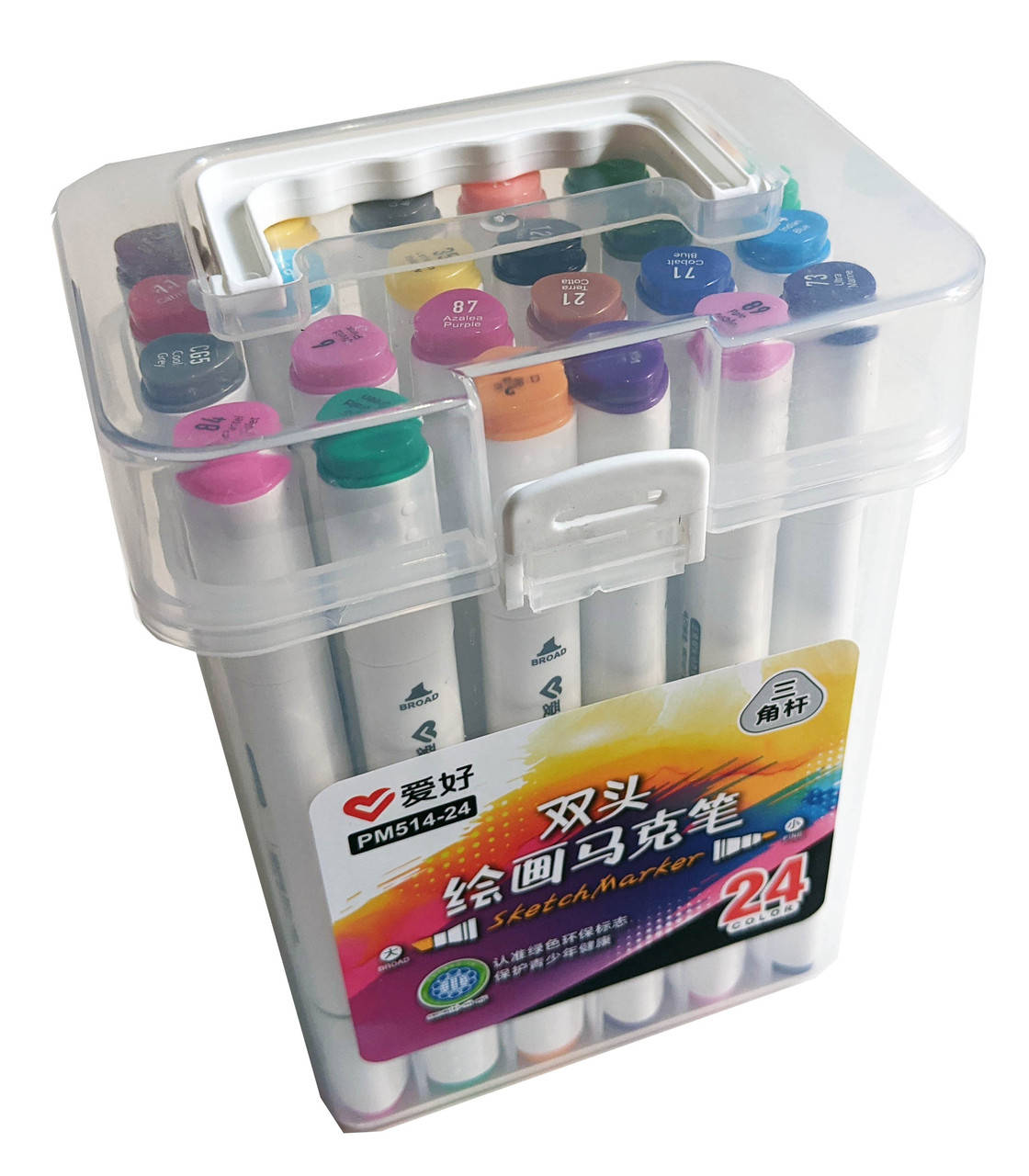 

Набор скетч-маркеров Aihao sketchmarker 24 шт. для рисования двусторонних AH-PM514-24