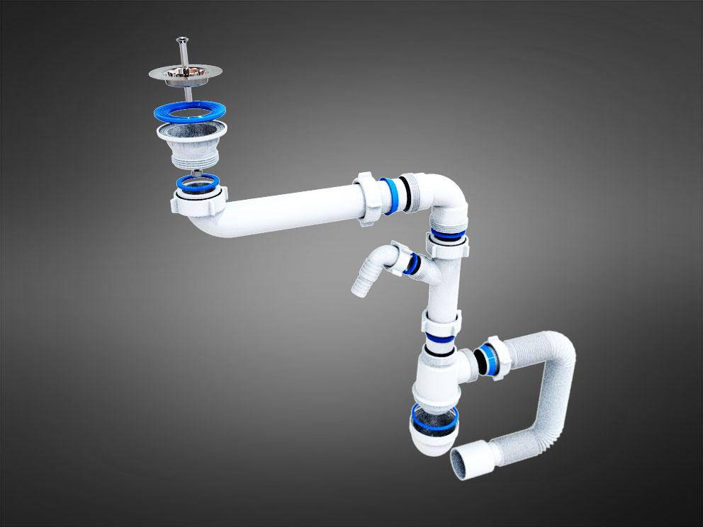 

Сифон эконом место, для раковины, умывальника LUXOR с подключением стиральной машины, Белый