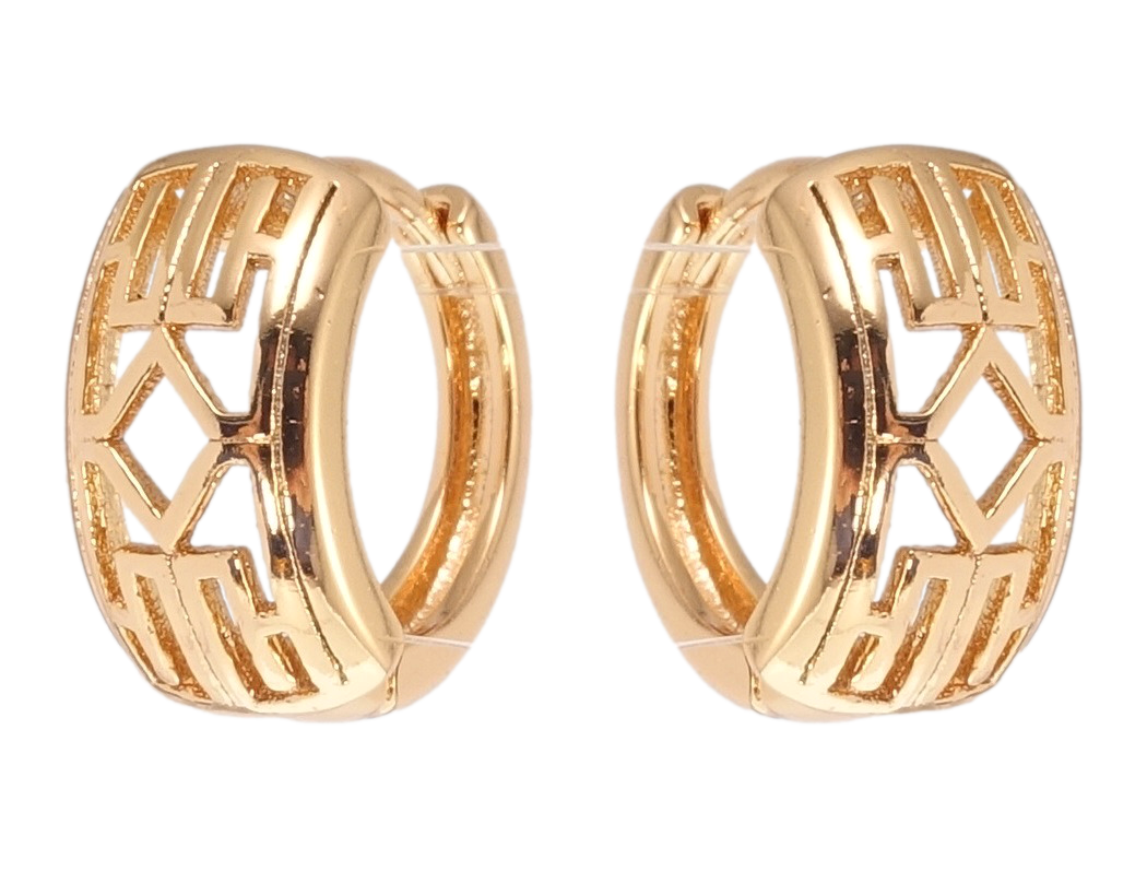 

Серьги Xuping Позолота 18K колечки "Резной орнамент"