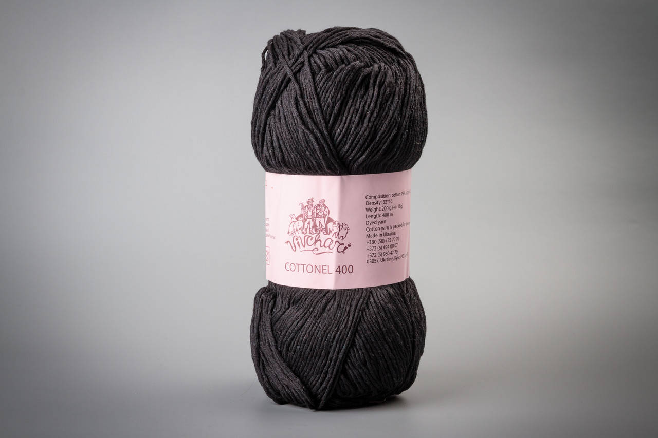 

Пряжа хлопковая Vivchari Cottonel 400, Color No.2022 черный