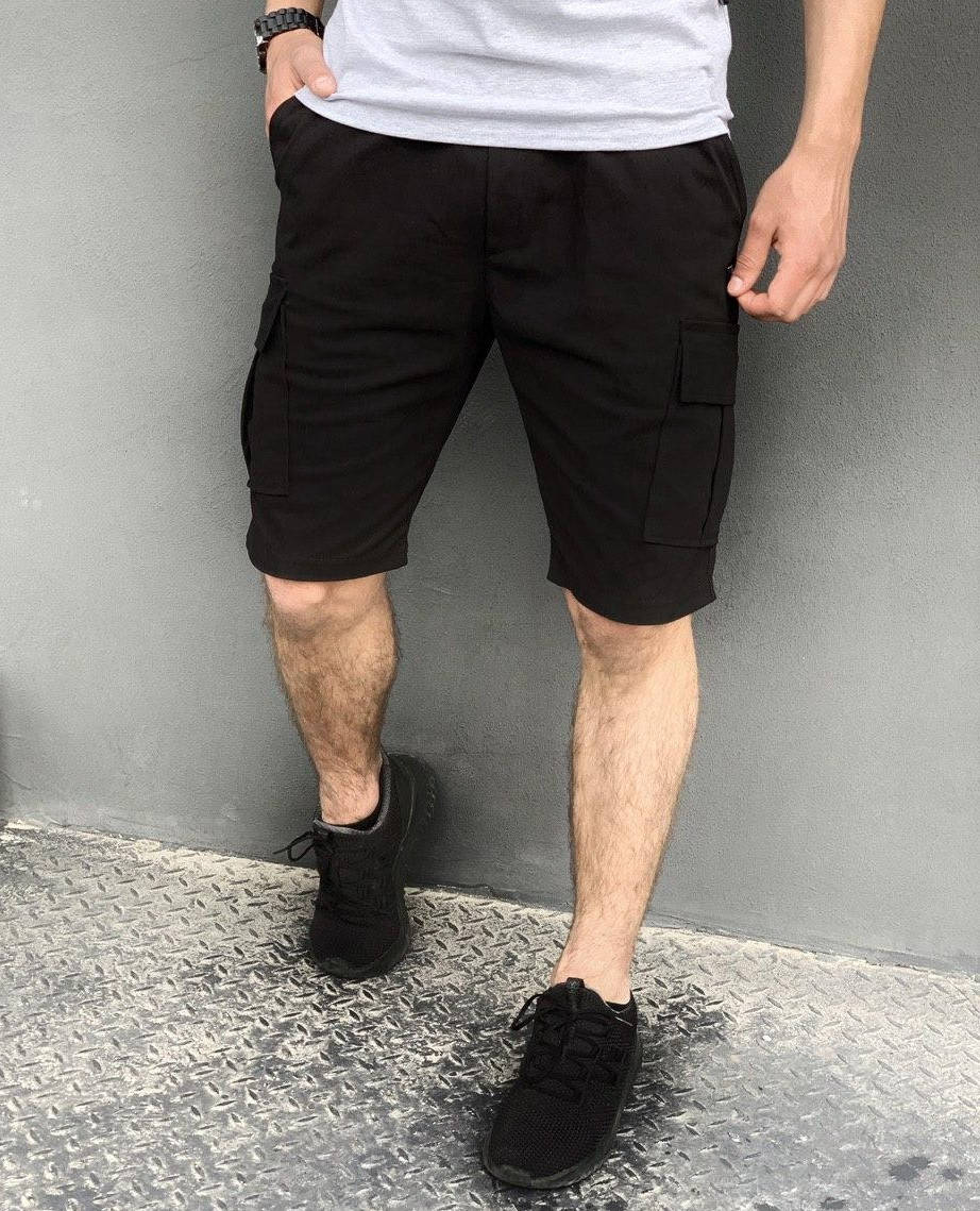 

Стильные мужские карго шорты из коттона на лето, черные XL, Черный