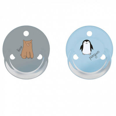

Пустышка Baby-Nova Penguin&Bear Uni 0-24 мес., голубая/серая, 2 шт. (3962098)