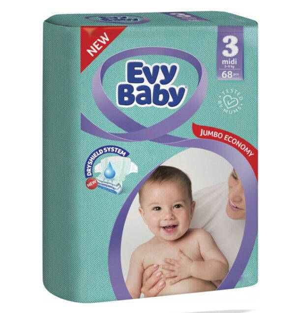 

Подгузники Evy Baby Midi Jumbo 3 (5-9 кг), 68 шт.
