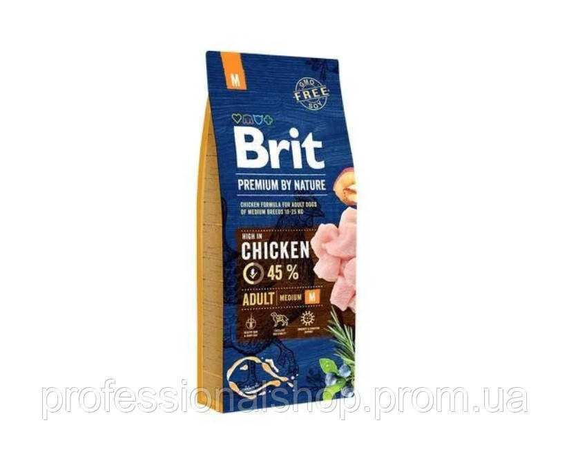 

Сухой корм для взрослых собак средних пород (10-25 кг) Brit Premium Dog Adult M 15 кг