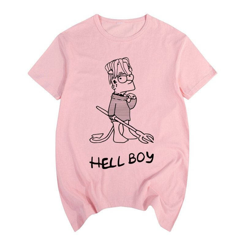 

Футболка Lil Peep Hellboy Bart розовая унисекс