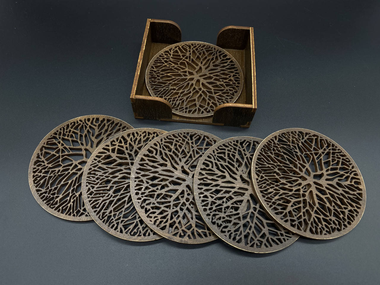 

Подставки под горячее в коробочке. Комплект 6шт. Тонированные. 10х11см, Коричневый