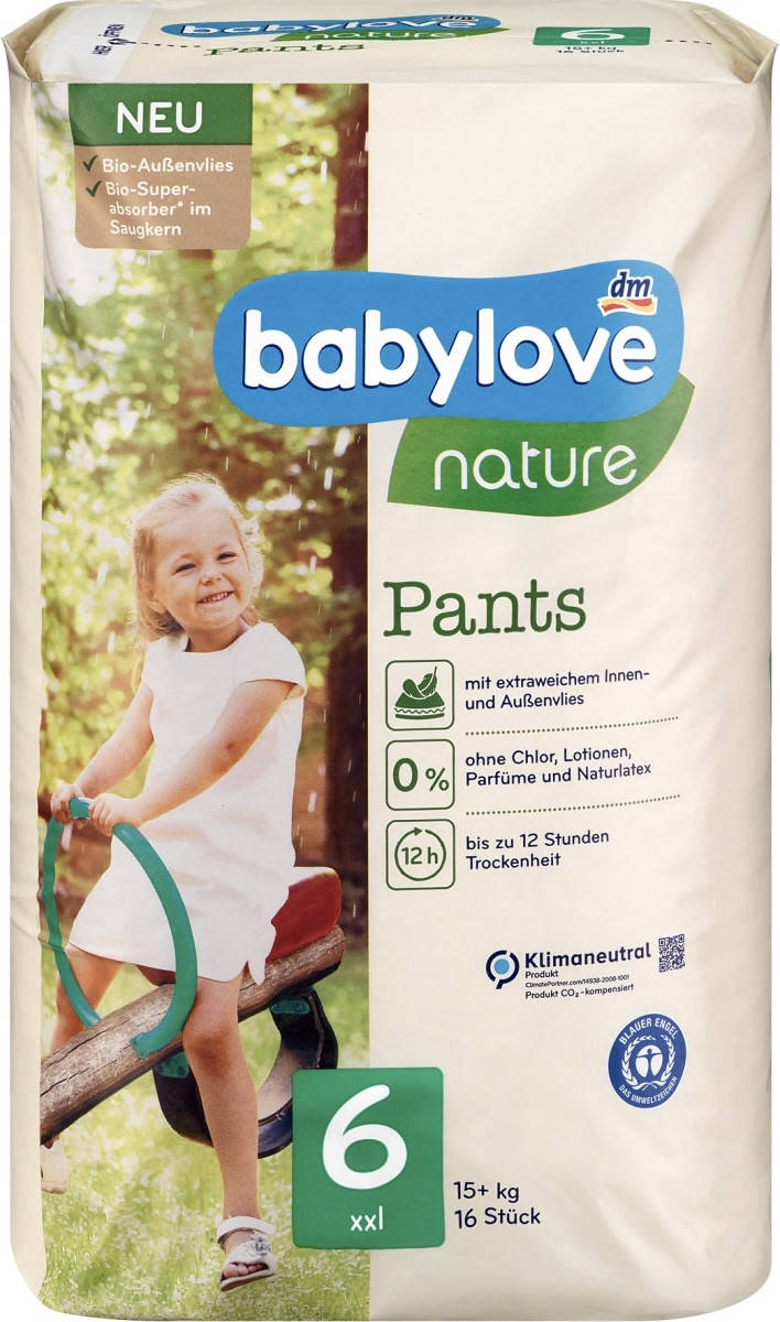 

Подгузники-трусики Babylove nature Германия 6 (15+кг) 16шт, Белый