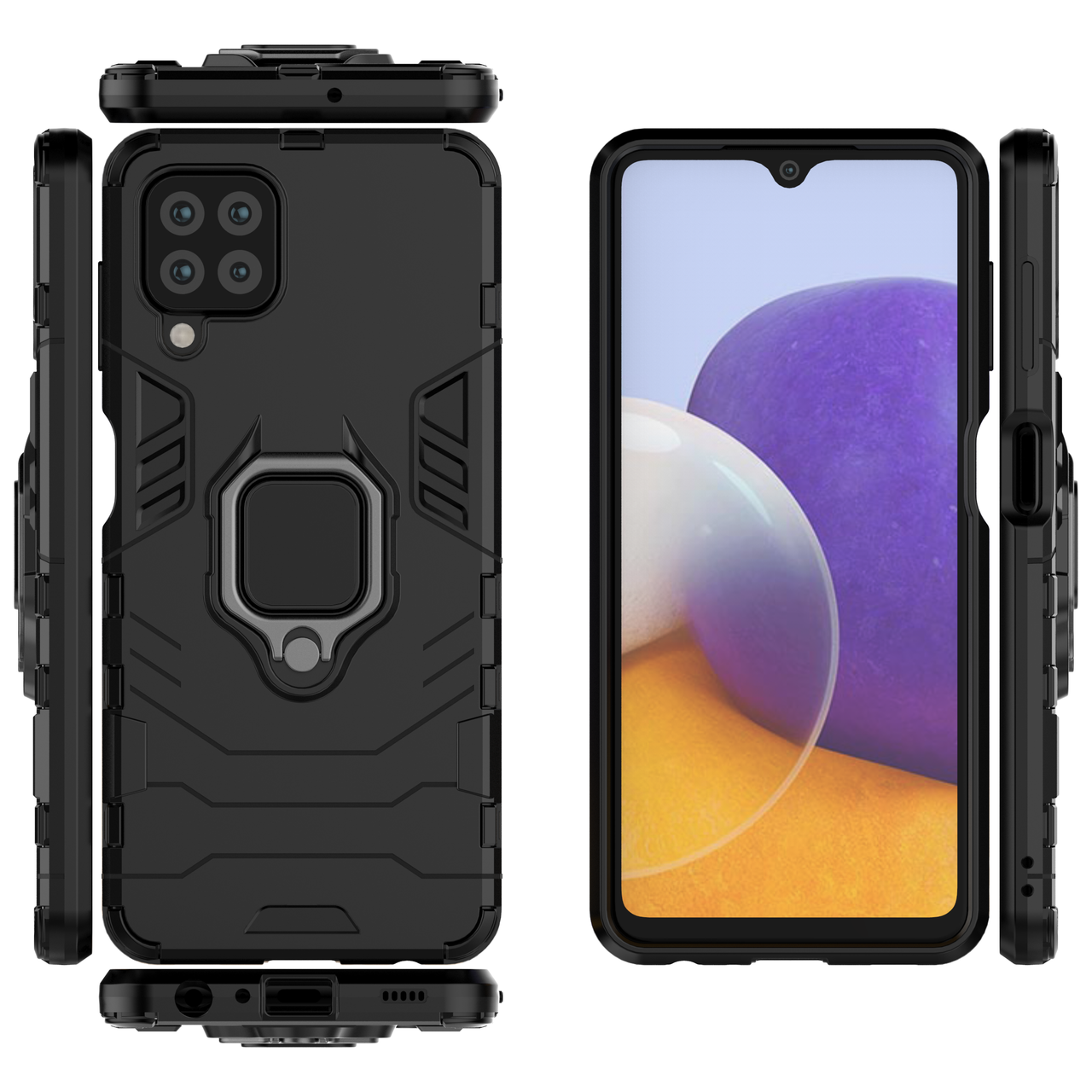 

Бронированный чехол Samsung Galaxy A22 4G / M32 / M22 c кольцом Black, Черный