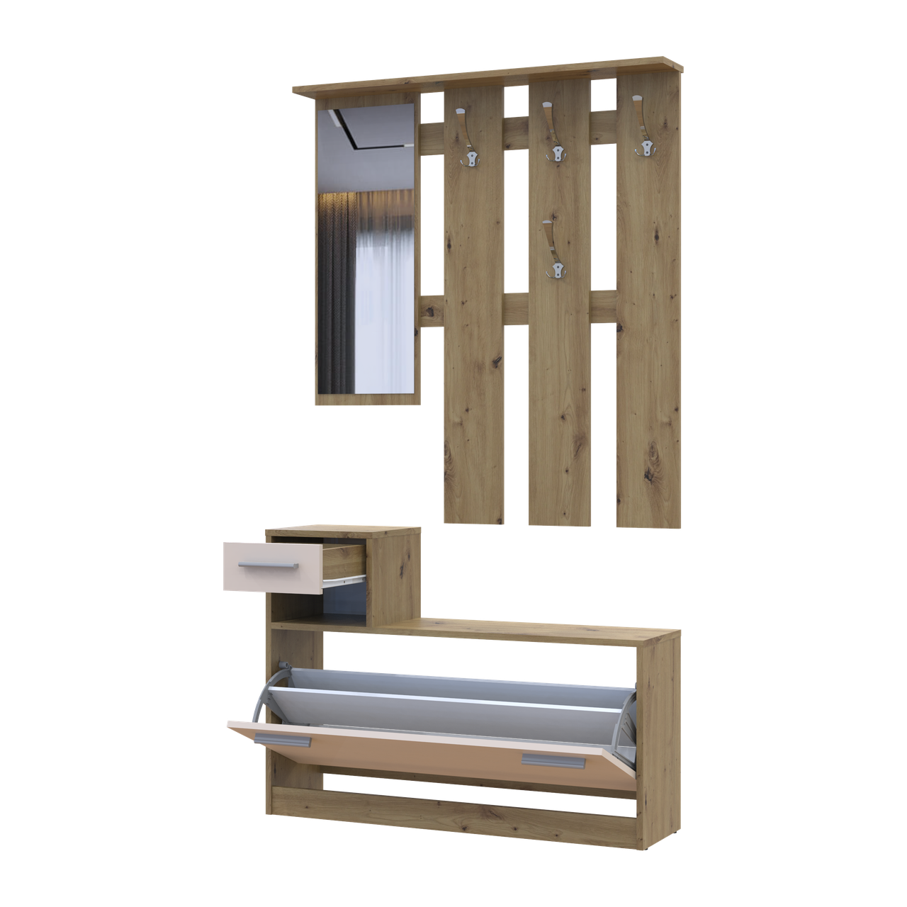 Передпокій Doros Alice Дуб Евок/Кашемір 1 дзеркало 100х27х182.9 (44900360) 5