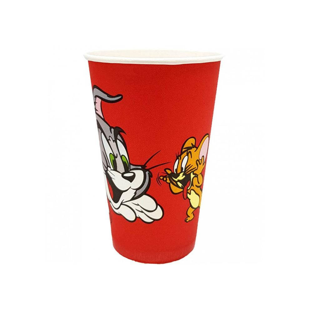 

Бумажный одноразовый стакан Том и Джерри 500 мл - 35шт/уп. для чая кофе, Красный