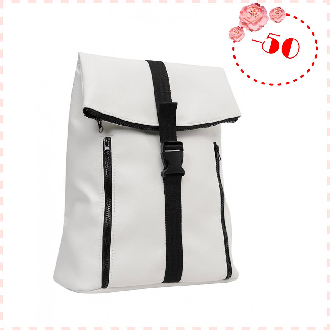 

Стильный женский белый рюкзак-сумка