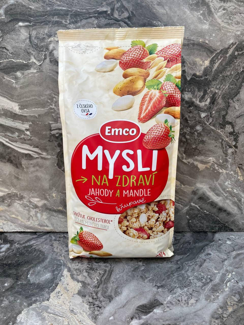 

Мюсли Emco Crunchy Muesli с клубникой и миндалем без пальмового масла 750 грм