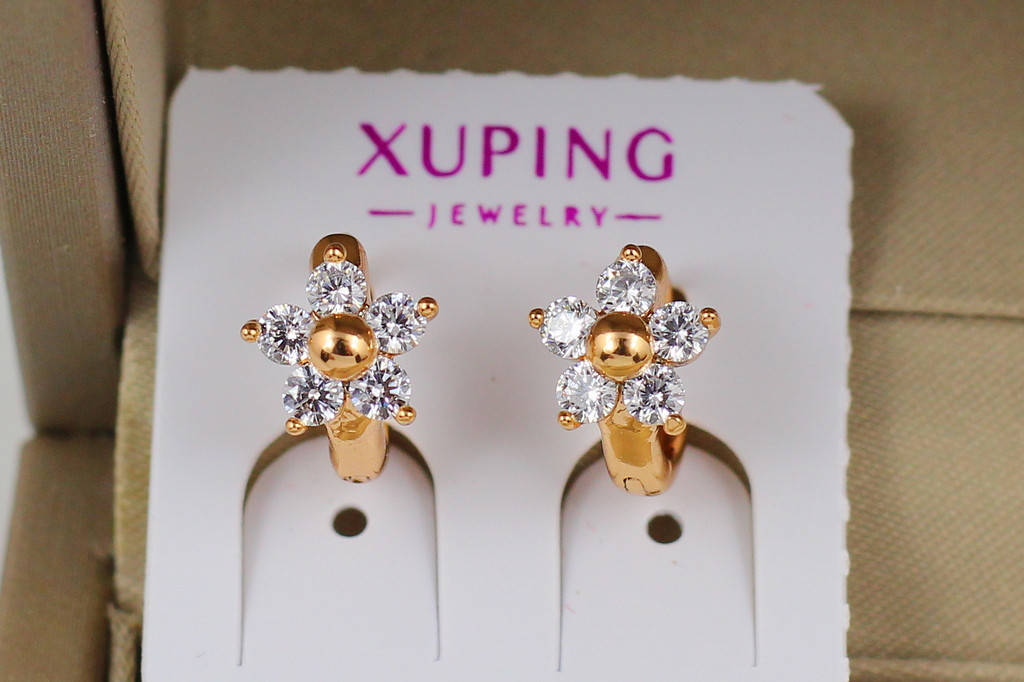 

Серьги детские Xuping Jewelry цветочки 5 лепестков 0,8 см золотистые