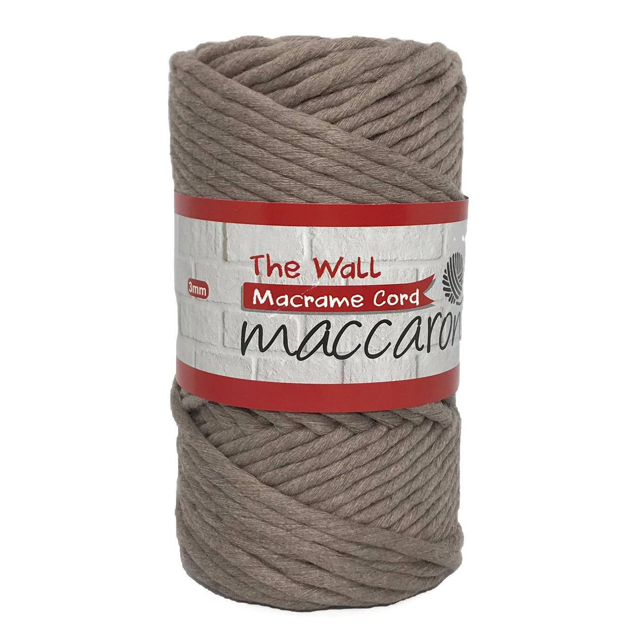 

Эко Хлопковый Шнур Macrame Cord The Wall Maccaroni 3 mm ,капучино, Бежевый