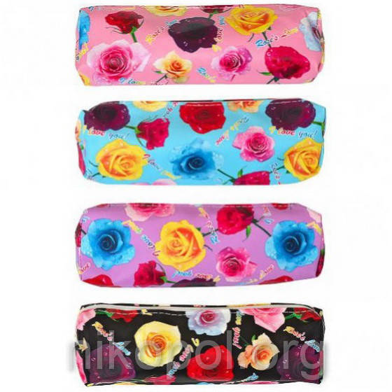 

Пенал школьный "косметичка" "Роза" 18х3,5х7см., Разные цвета