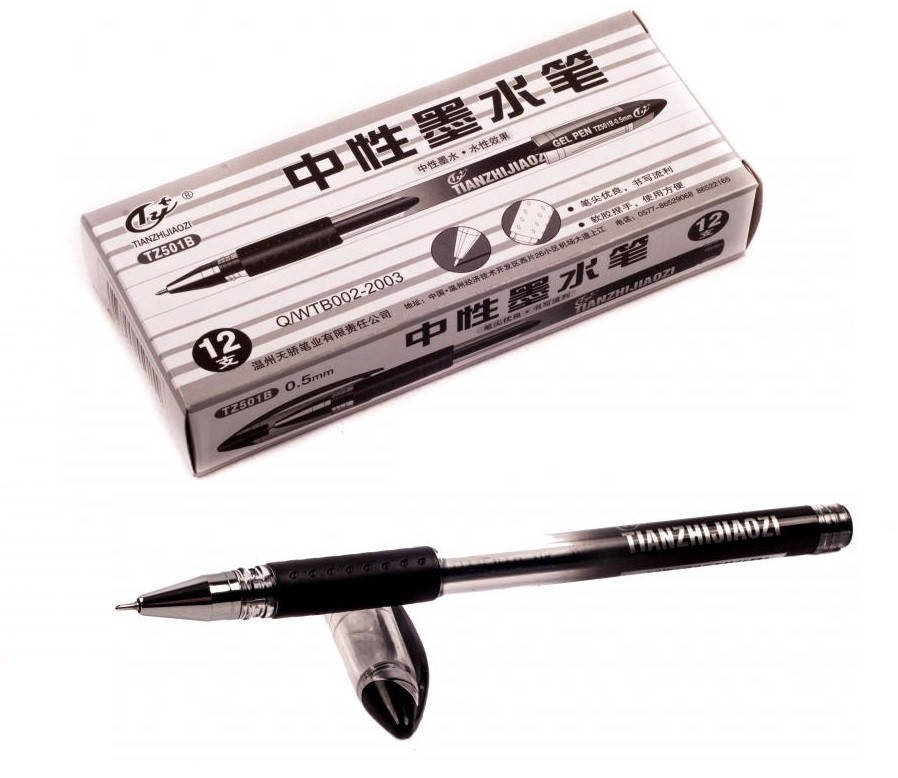 

Ручка гелевая Tianjiao TZ-501B с грипом (черная)