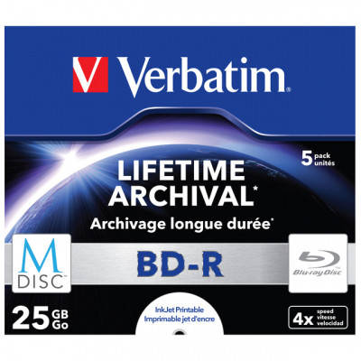 

Диск BD Verbatim 25Gb 4x Jewel Case 5шт M-Disc Archival Media (43823)