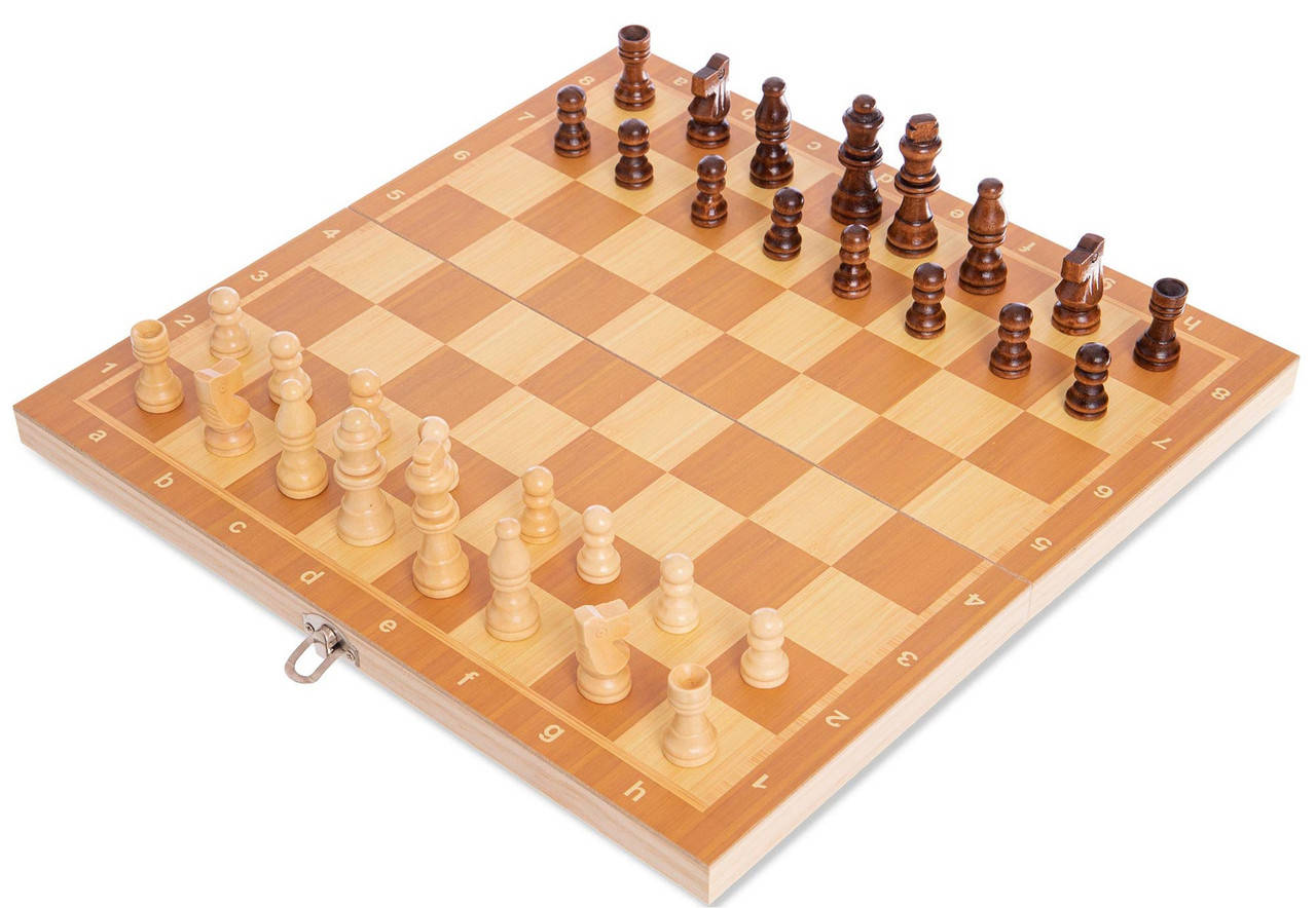 

Набор шахматы, шашки, нарды 3 в 1 деревянные, доска 34x34 см (W7723)