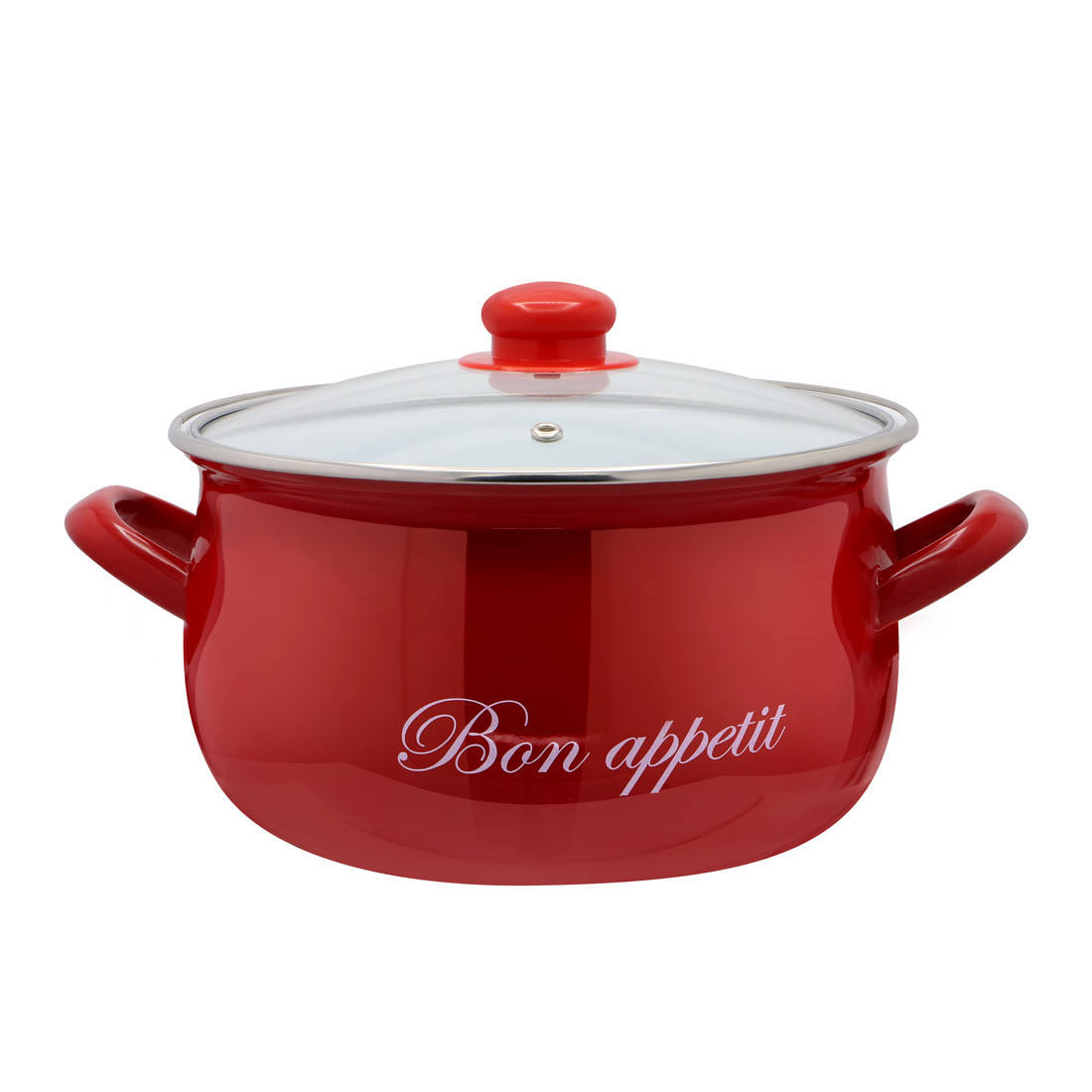 

Кастрюля эмалированная 5,1 л красная "Bon appetit" 2234С, Красный