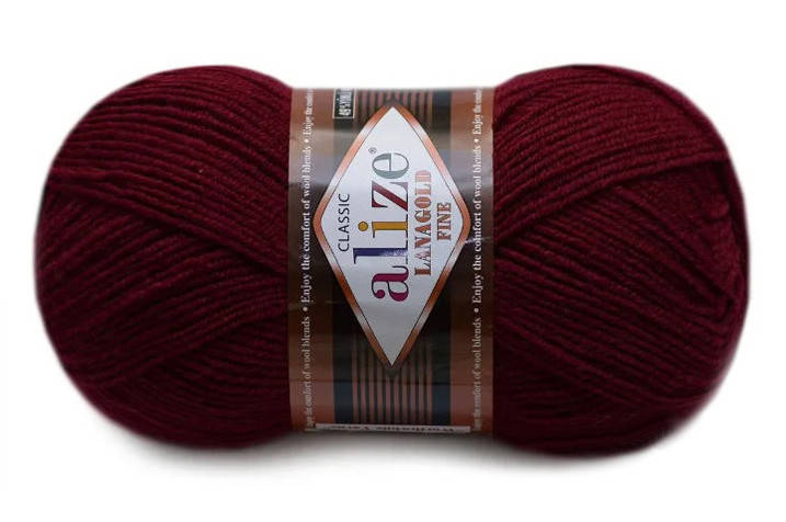 

Alize LanaGold Fine, бордо №57, Бордовый