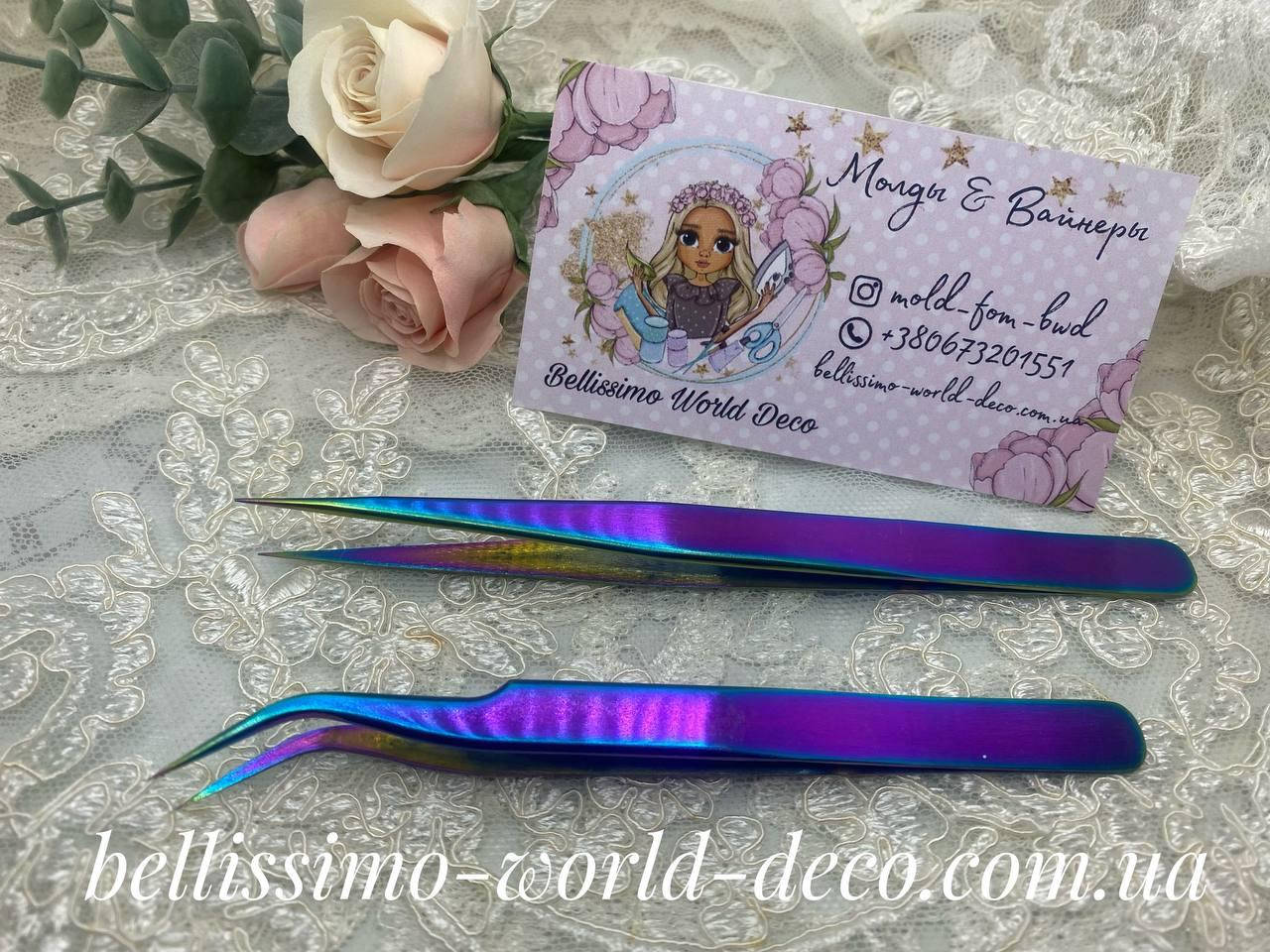 

Набор Пинцетов, 2шт, 13,5смх1см, 12,2смх1см, сиреневій хамелеон