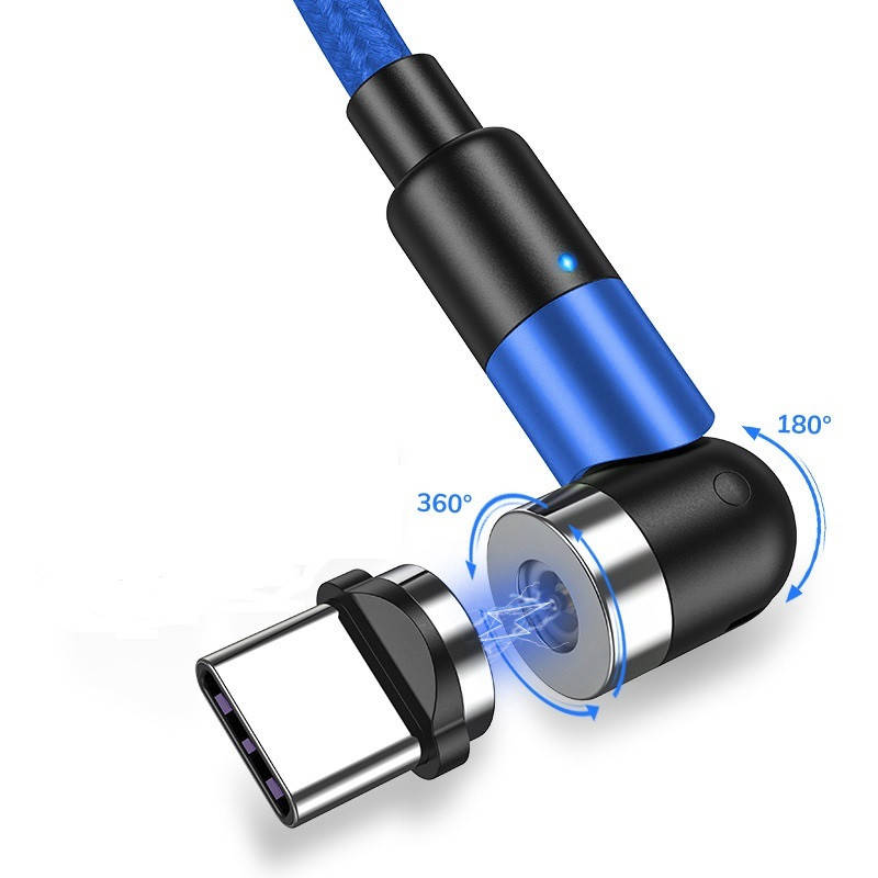 

Магнитный кабель для зарядки TOPK AM59 LED 1m 2.4A TypeC вращающийся на 360°. Синий