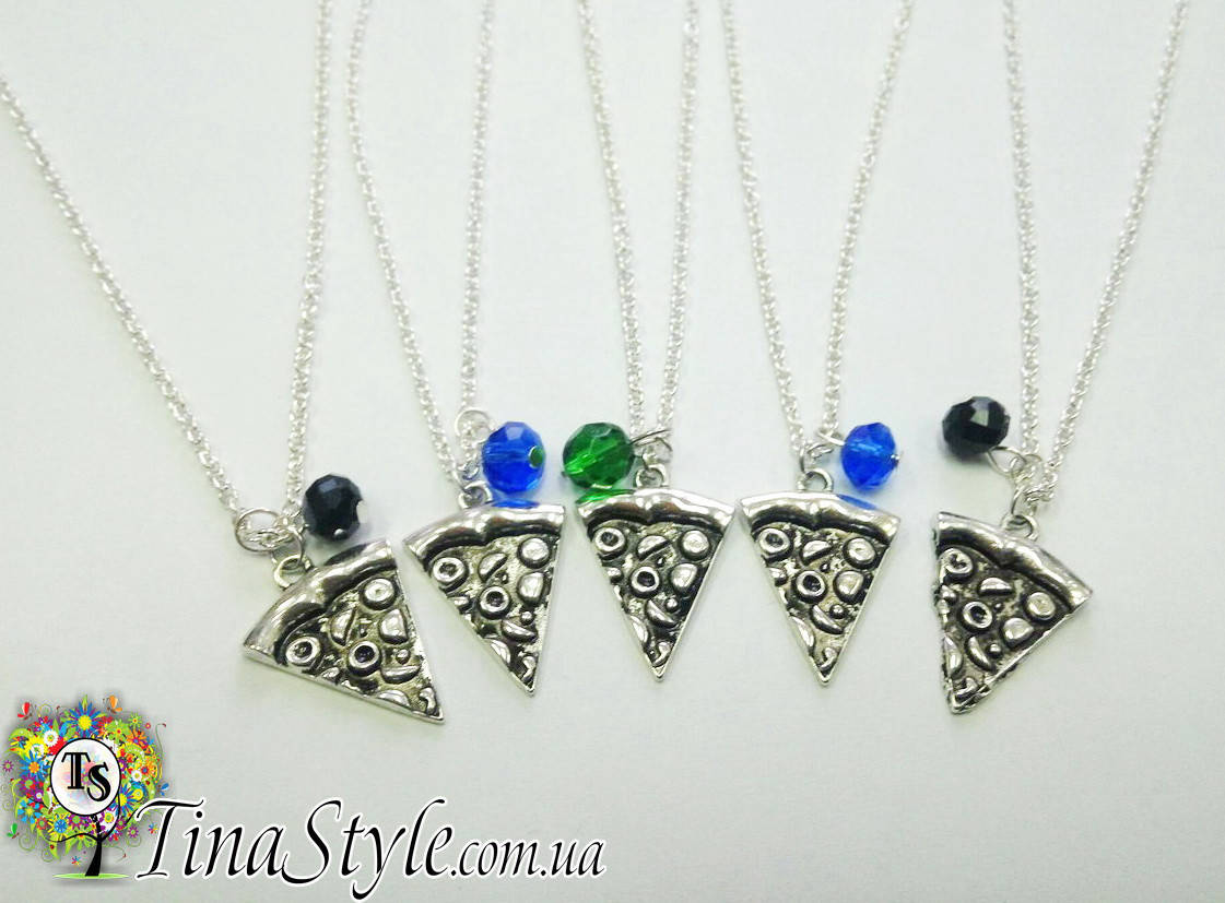 

Подвеска кулон Пицца и камушек кристалл бусинка Pizza друзья половинки для друзей Піца Best friends НОВИНКА!