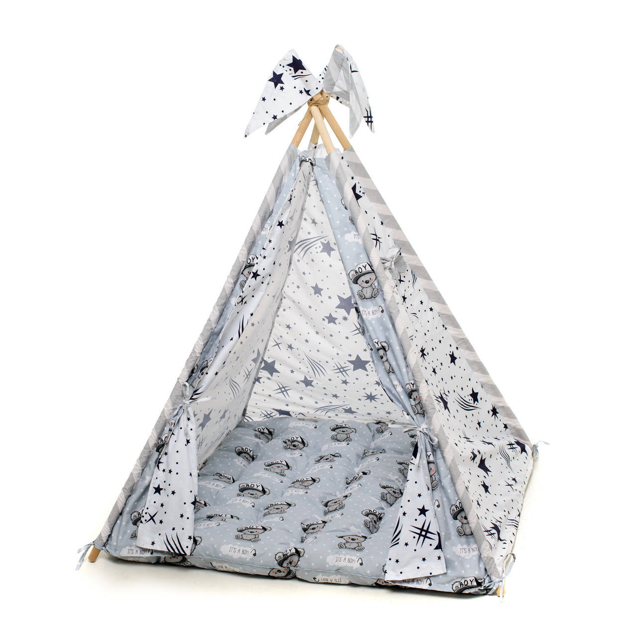 

Вигвам детский палатка для дома с матрасом и подушками Медведи Silver