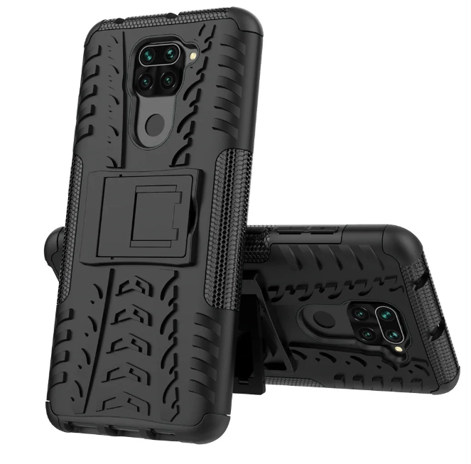 

Противоударный чехол Протектор Armored для Xiaomi Redmi Note 9 с подставкой Цвет Чёрный, Черный