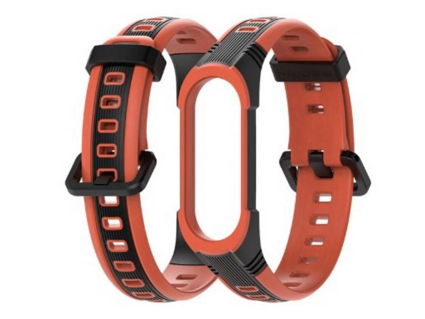 

Ремешок для фитнес-браслета Xiaomi Mi Band 3 и 4 Sport 2 Black with orange