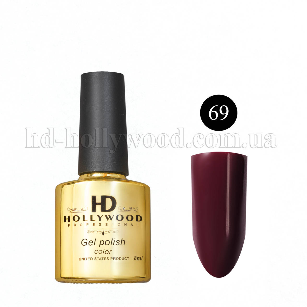 

Гель лак 69 Бордо Плотный HD Hollywood 8 ml