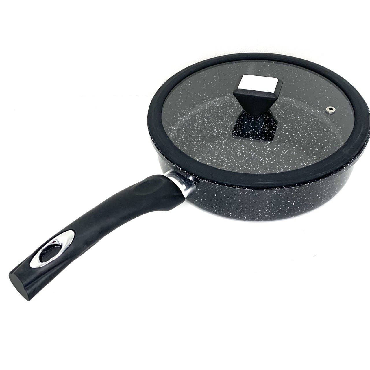 

Сковорода с гранитным покрытием глубокая 24 См с крышкой A-Plus 1506