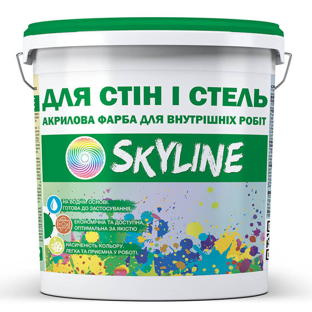 

Краска акриловая водоэмульсионная для стен и потолков SkyLine 14 кг Белый