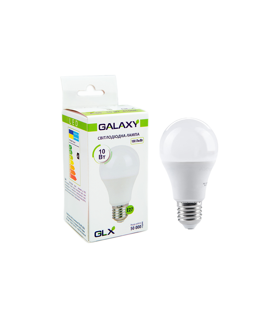 

Светодиодная лампа 10W E27 A60 4100K GLX
