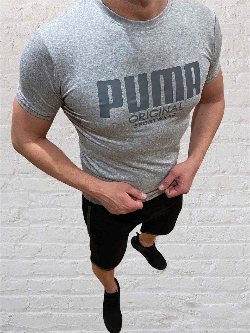

Мужской спортивный костюм (футболка и шорты) Puma Light, Светло-серый