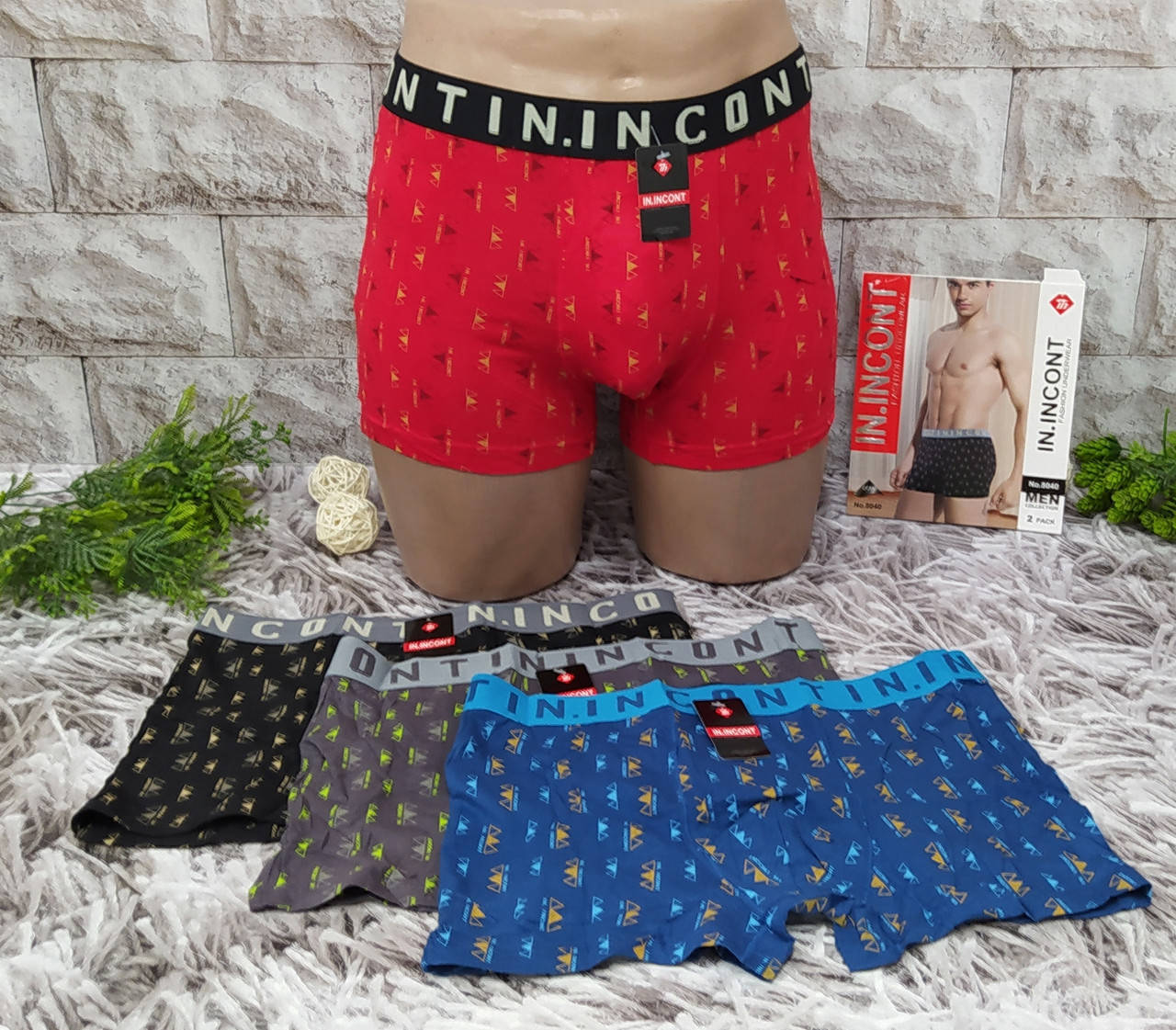 

Трусы мужские 4XL(54-56) раз Incont боксеры хлопок 8040, Разные цвета