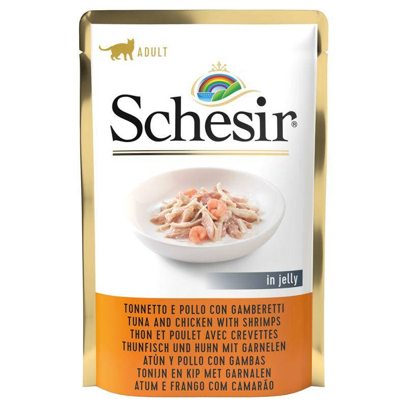 

Schesir консервы для кошек Тунец и Курица с креветками