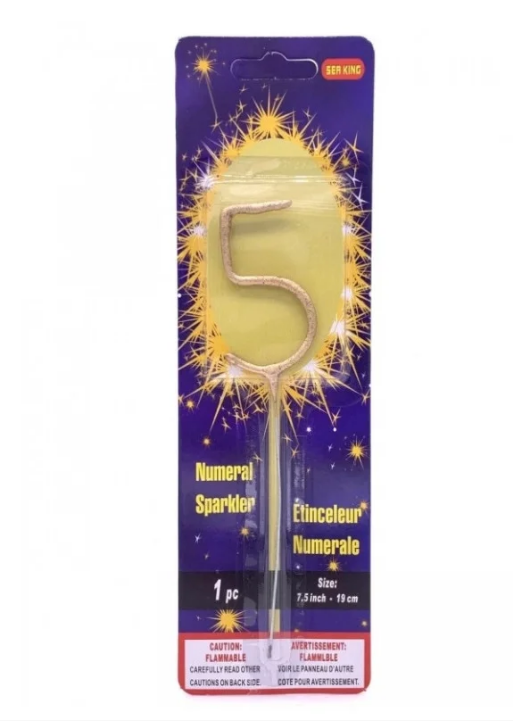 

Свеча цифра "Бенгальский огонь золото" - 5