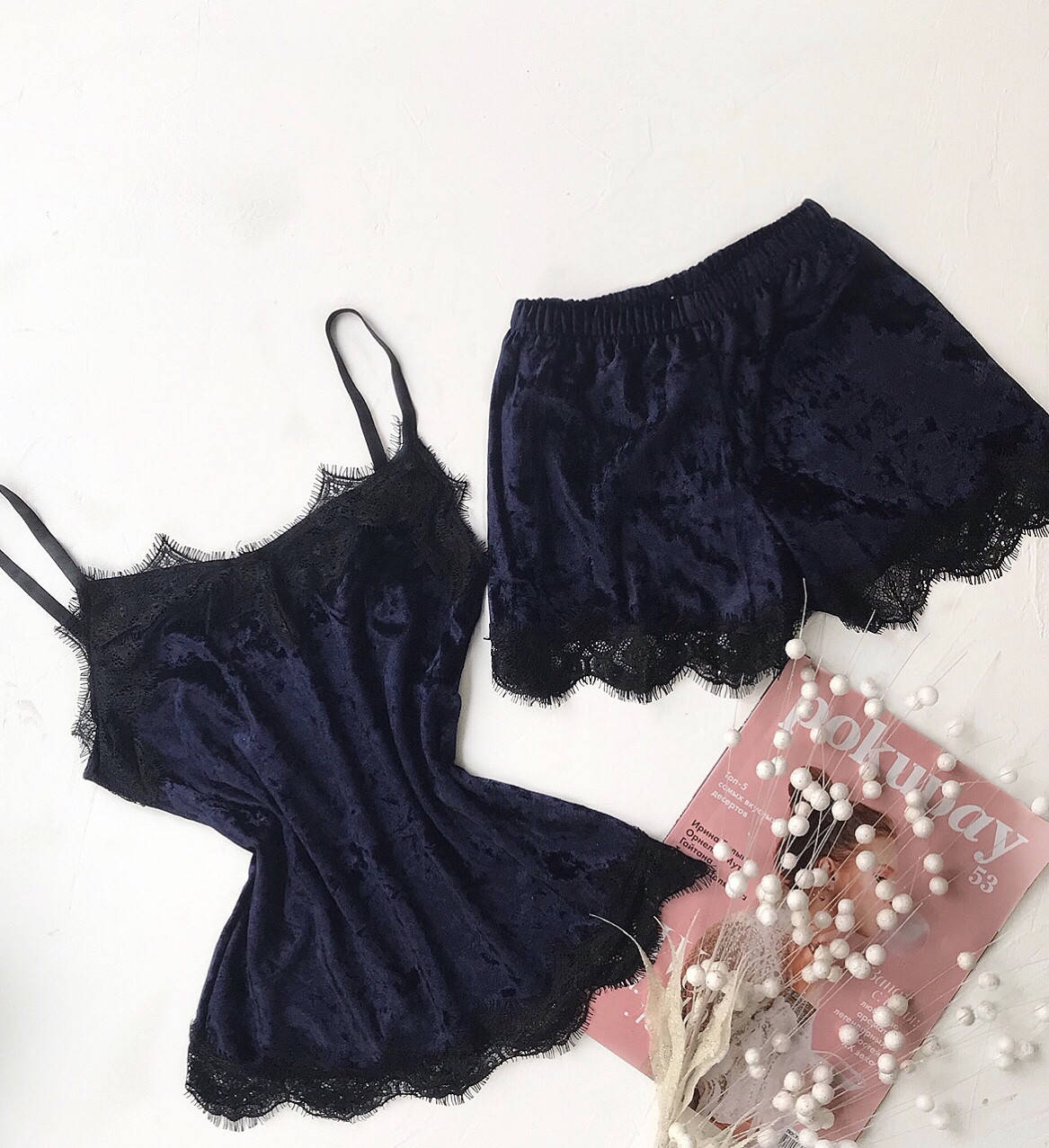 

Пижама шорты и майка L т синий