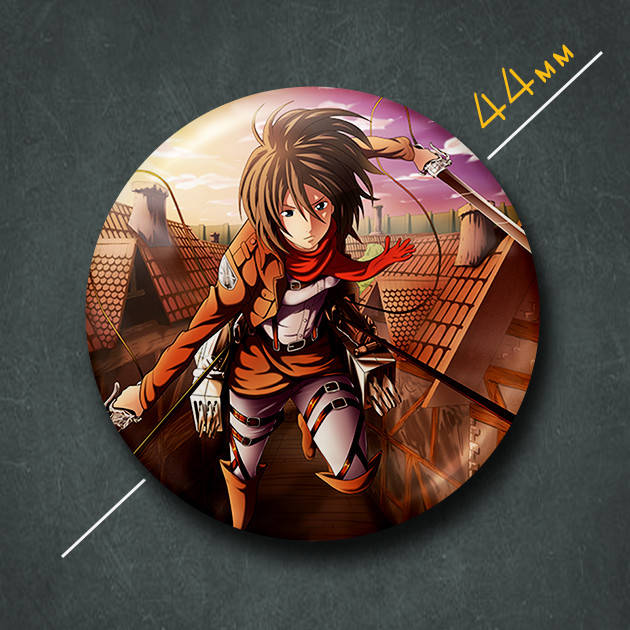 

"Микаса Аккерман (Атака титанов / Attack on Titan)" значок круглый на булавке Ø44 мм