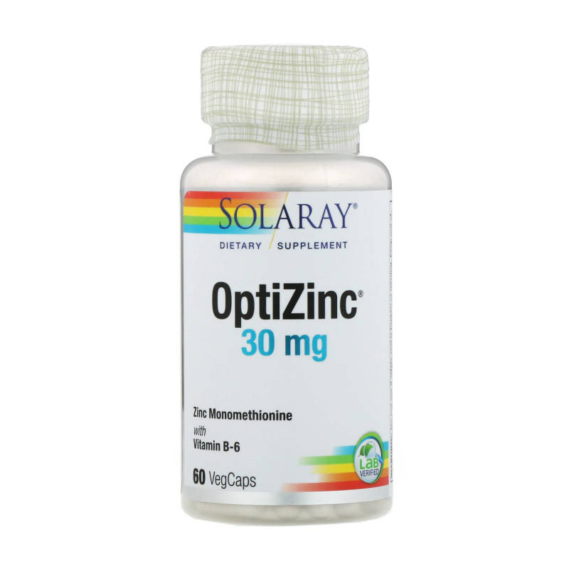 

Цинк 30 мг OptiZinc, Solaray, 60 капсул