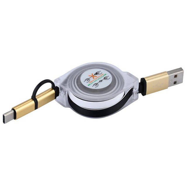 

Выдвижной зарядный кабель USB 2в1: для Андроид и Айфон!, Черный