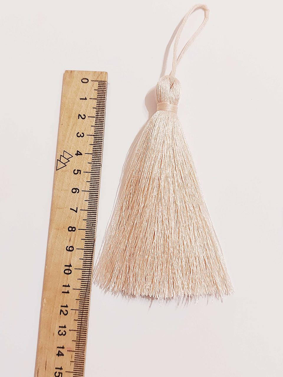 

Кисть шелковая текстильная декоративная ( 1 шт ) Китиця 10см, пудра до бежевого 0211