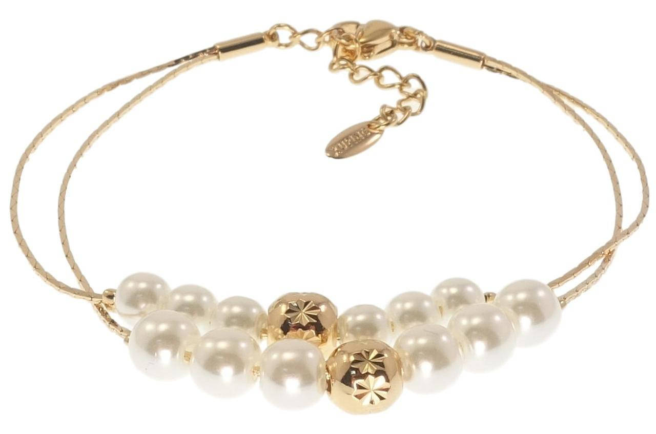 

Браслет XP Позолота 18K "Жемчужные бусины на двух ювелирных шнурах" длина с доп.цепочкой 17,5-20,5см х 1мм