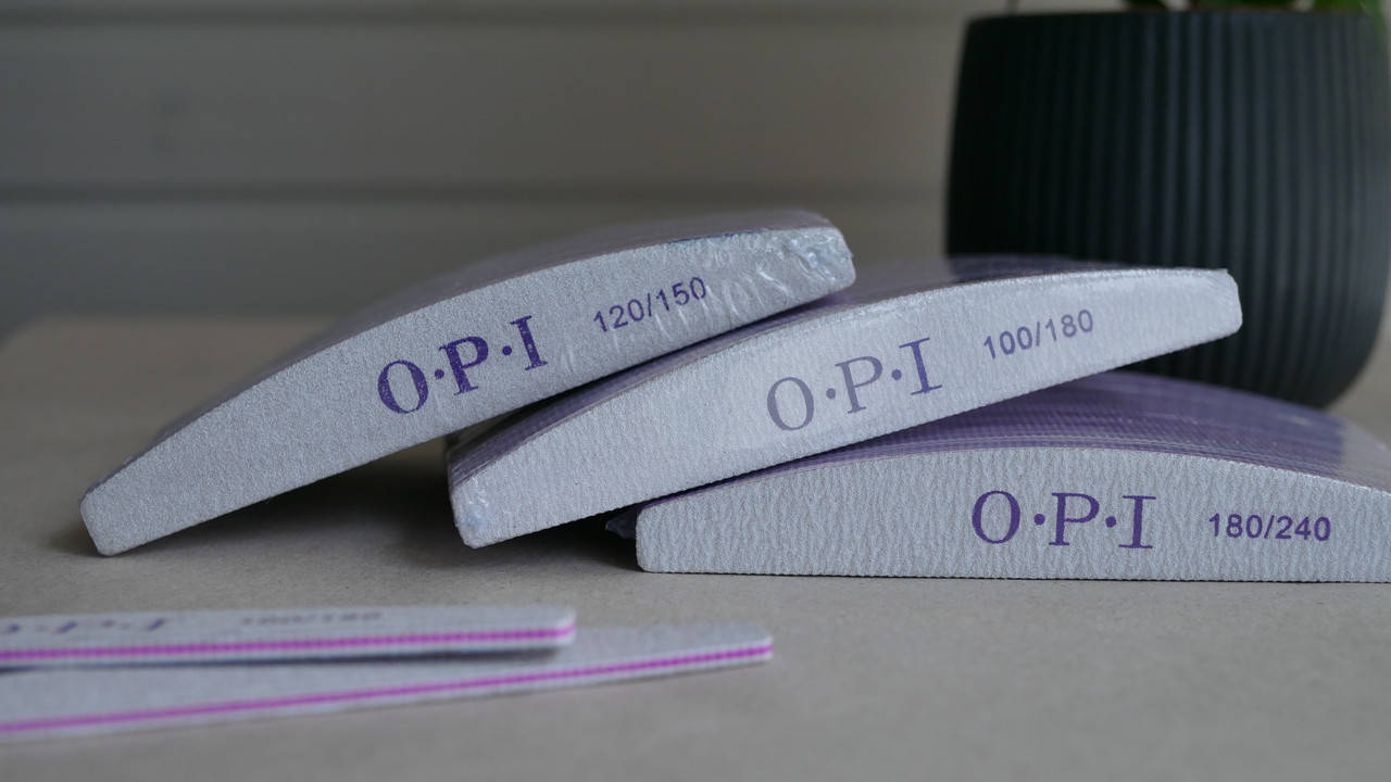 

Пилка для ногтей OPI полукруг, абразив 100/180 100/100 80/80 240/240 180/240